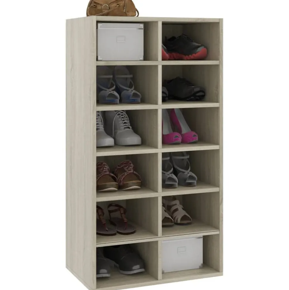 vidaXL Schoenenrek 54x34x100,5 cm bewerkt hout sonoma eikenkleurig