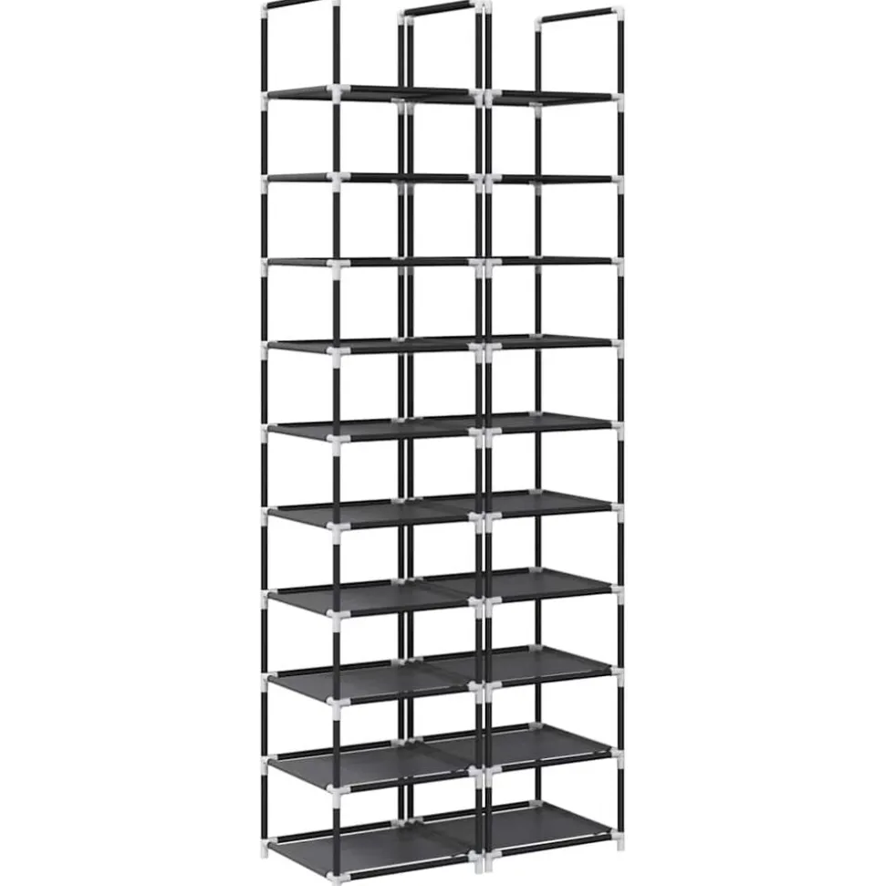 vidaXL Schoenenrekken 2 st 33x33x174 cm vliesvrij 10-laags zwart