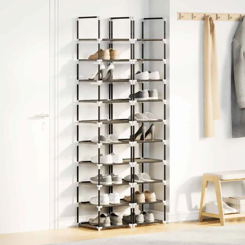 vidaXL Schoenenrekken 2 st 33x33x174 cm vliesvrij 10-laags zwart
