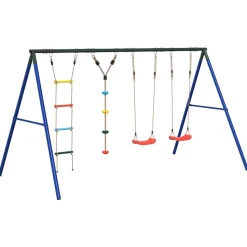 vidaXL Schommelset met schommels, ladder en klimtouw met schijven