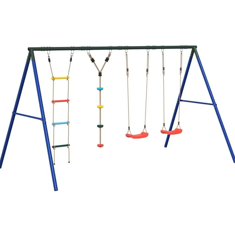 vidaXL Schommelset met schommels, ladder en klimtouw met schijven