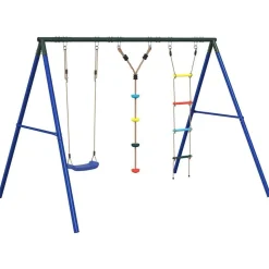 vidaXL Schommelset met schommel, ladder en klimtouw met schijven