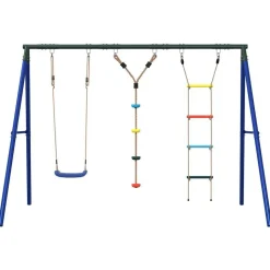 vidaXL Schommelset met schommel, ladder en klimtouw met schijven