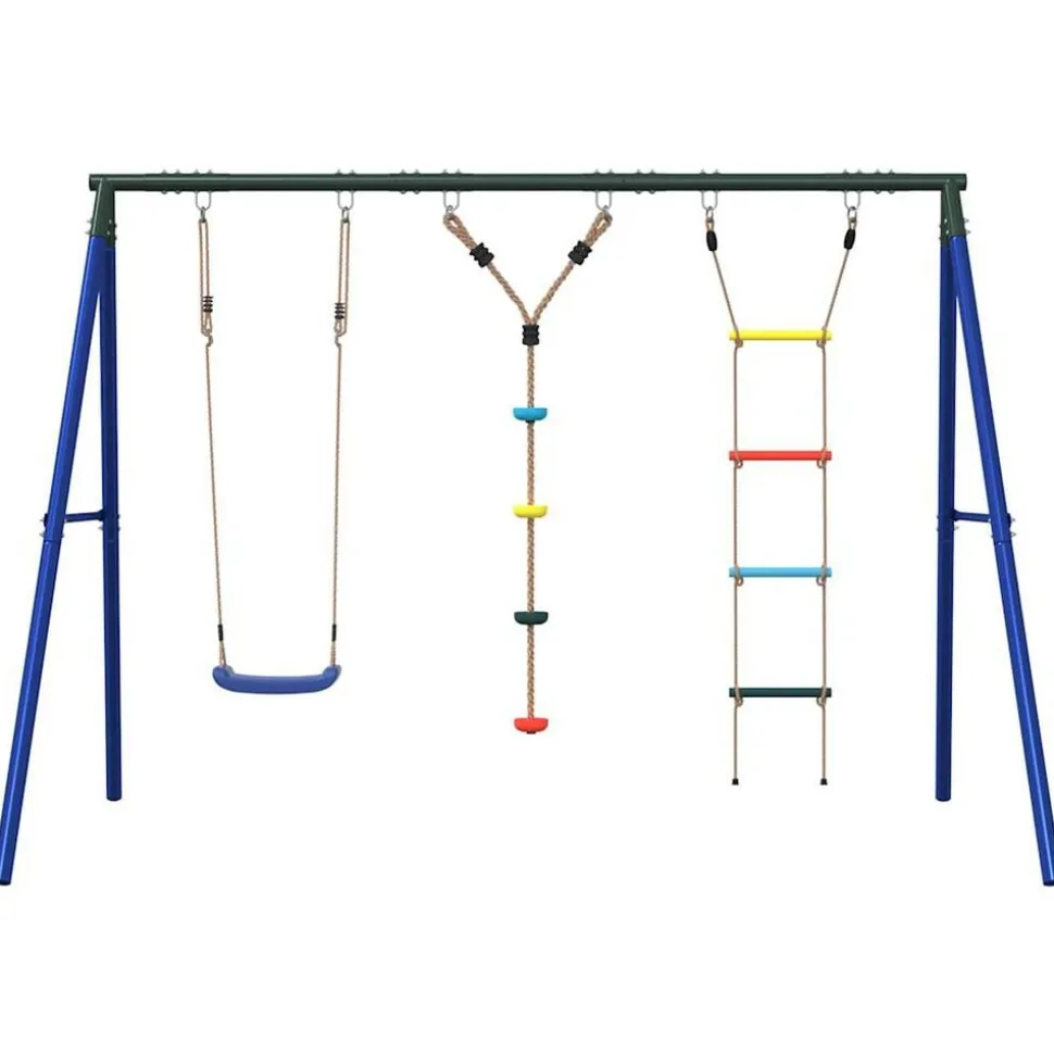 vidaXL Schommelset met schommel, ladder en klimtouw met schijven