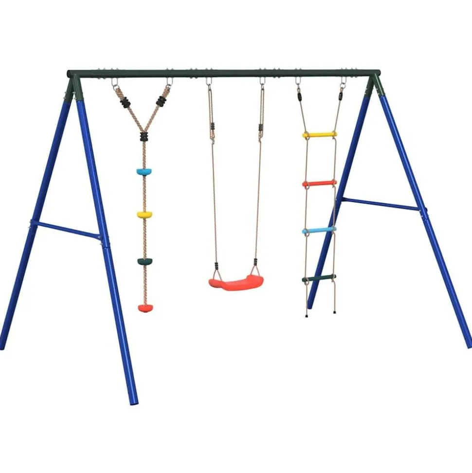 vidaXL Schommelset met schommel, ladder en klimtouw met schijven