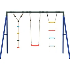 vidaXL Schommelset met schommel, ladder en klimtouw met schijven