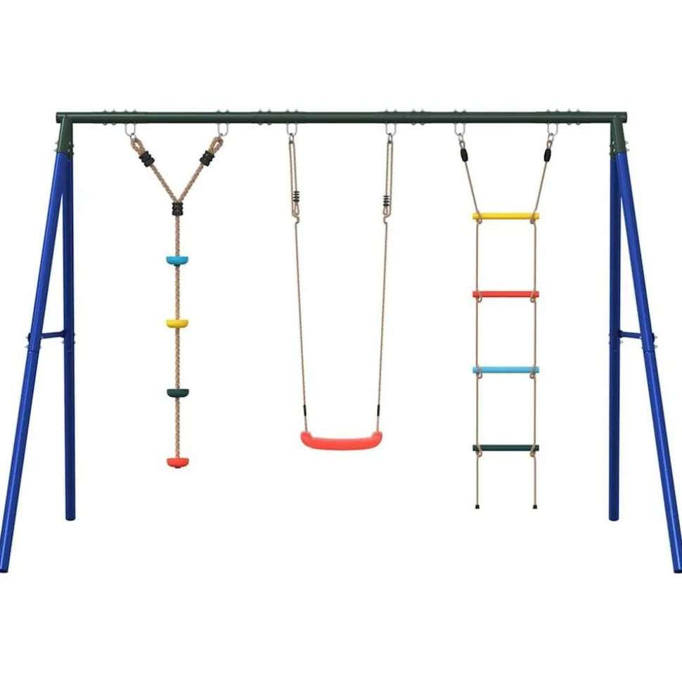 vidaXL Schommelset met schommel, ladder en klimtouw met schijven