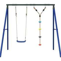 vidaXL Schommelset met schommel en klimtouw met schijven