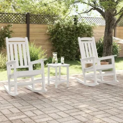 vidaXL Schommelstoel 2 pcs Wit 92 x 70 x 108 cm Polyetheen