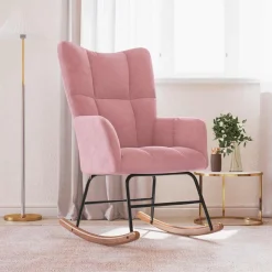 vidaXL Schommelstoel fluweel roze