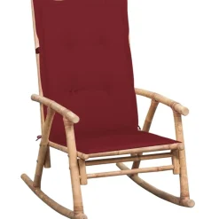 vidaXL Schommelstoel met kussen bamboe