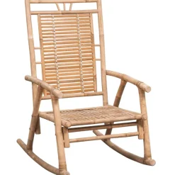 vidaXL Schommelstoel met kussen bamboe