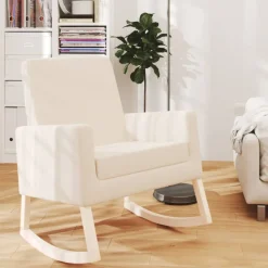 vidaXL Schommelstoel stof crèmekleurig