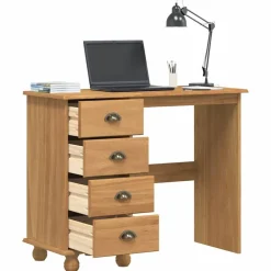 vidaXL Schrijfbureau ASKIM Bruin 95 x 40 x 75 cm Massief grenenhout