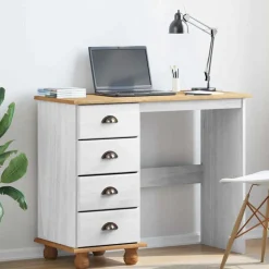 vidaXL Schrijfbureau ASKIM Wit 95 x 40 x 75 cm Massief grenenhout