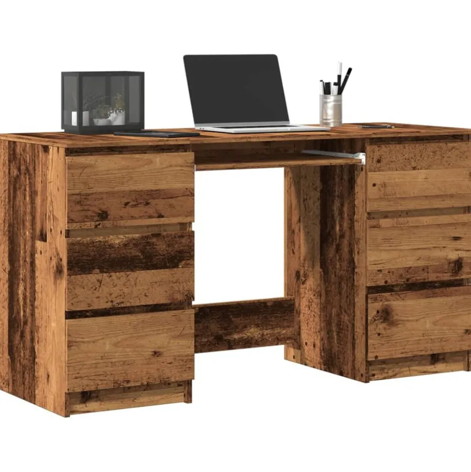 vidaXL Schrijftafel 140x50x77 cm bewerkt hout oud houtkleurig