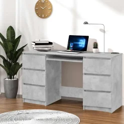 vidaXL Schrijftafel 140x50x77 cm bewerkt hout betongrijs