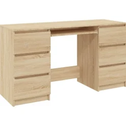 vidaXL Schrijftafel 140x50x77 cm bewerkt hout sonoma eikenkleurig