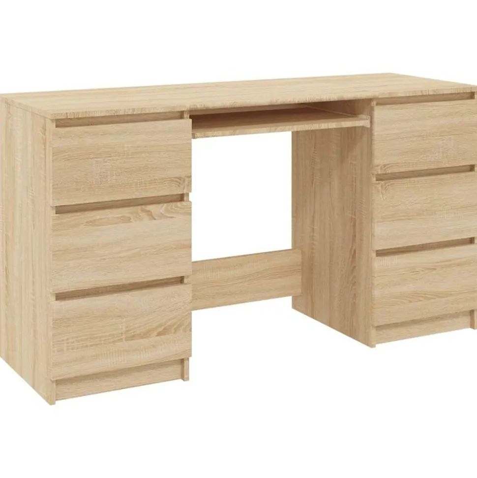 vidaXL Schrijftafel 140x50x77 cm bewerkt hout sonoma eikenkleurig