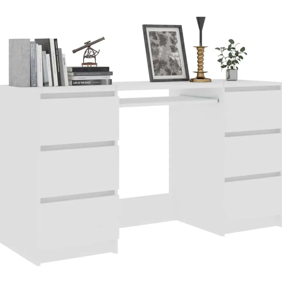 vidaXL Schrijftafel 140x50x77 cm bewerkt hout wit