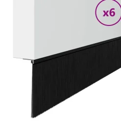 vidaXL Schroefbare Deurborstelafsluitingen 6 pcs Zwart 100 cm
