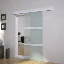 vidaXL Schuifdeur 178 cm glas en aluminium zilverkleurig