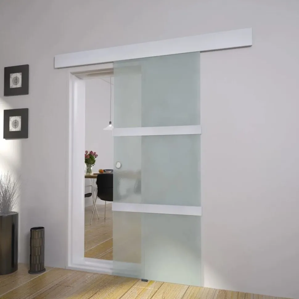 vidaXL Schuifdeur 178 cm glas en aluminium zilverkleurig