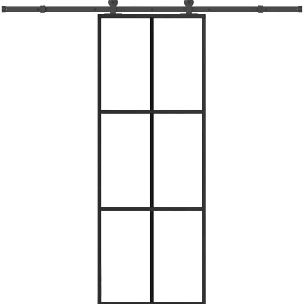 vidaXL Schuifdeur met beslag 76x205 cm ESG-glas en aluminium