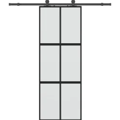 vidaXL Schuifdeur met beslagset 76x205 cm gehard glas zwart