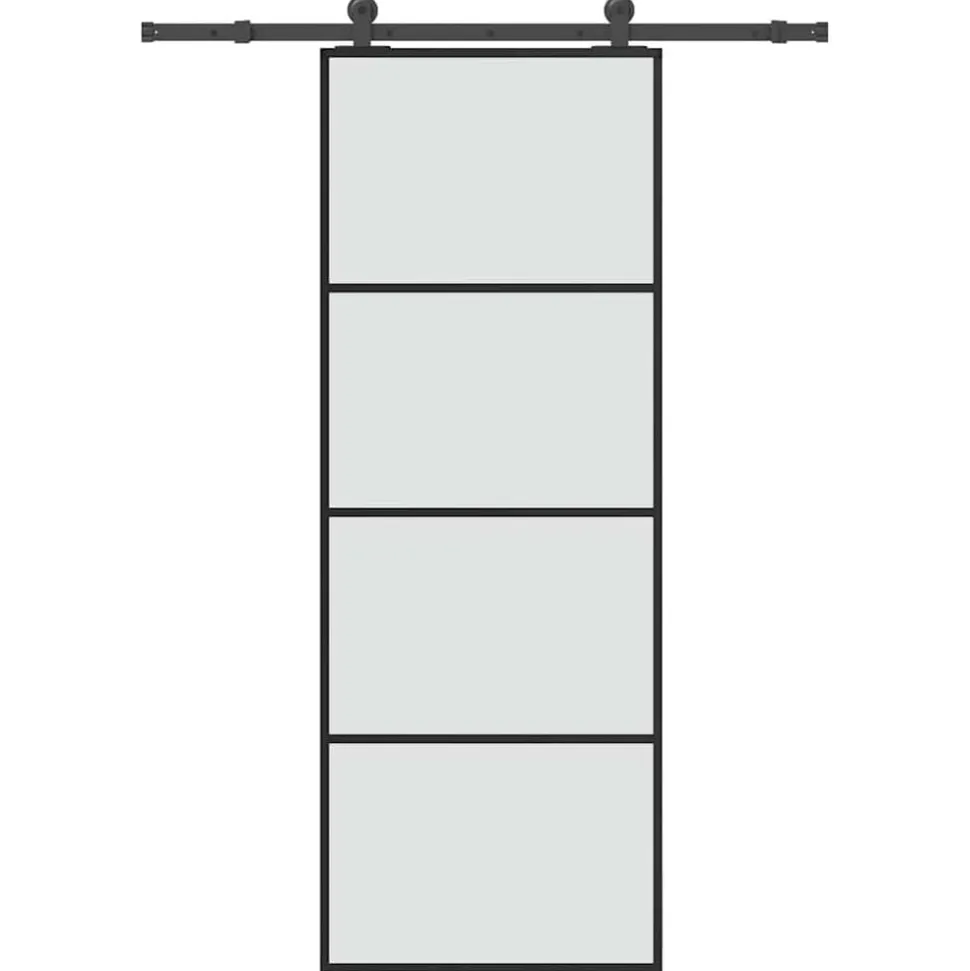 vidaXL Schuifdeur met beslag 76x205 cm ESG-glas en aluminium