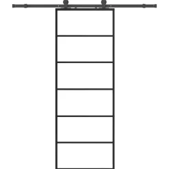 vidaXL Schuifdeur met beslagset 76x205 cm ESG glas zwart