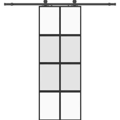 vidaXL Schuifdeur met beslagset 76x205 cm gehard glas zwart