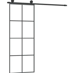 vidaXL Schuifdeur met beslag 76x205 cm ESG-glas en aluminium