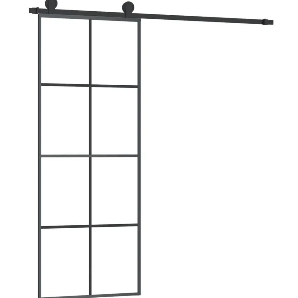 vidaXL Schuifdeur met beslag 76x205 cm ESG-glas en aluminium