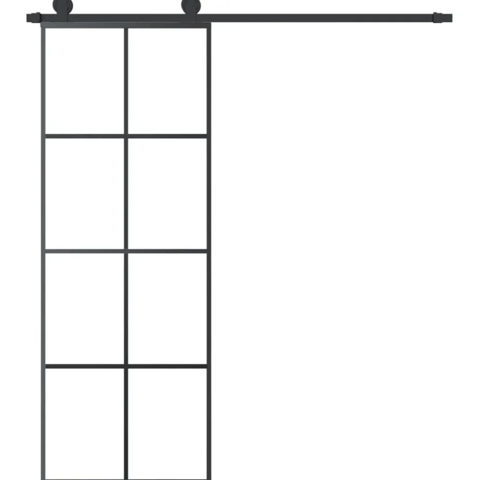 vidaXL Schuifdeur met beslag 76x205 cm ESG-glas en aluminium