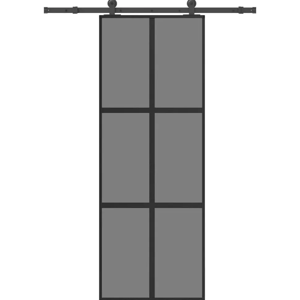 vidaXL Schuifdeur met beslag 76x205 cm gehard glas en aluminium