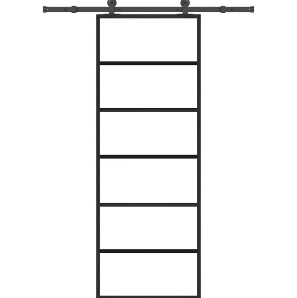 vidaXL Schuifdeur met beslag 76x205 cm ESG-glas en aluminium