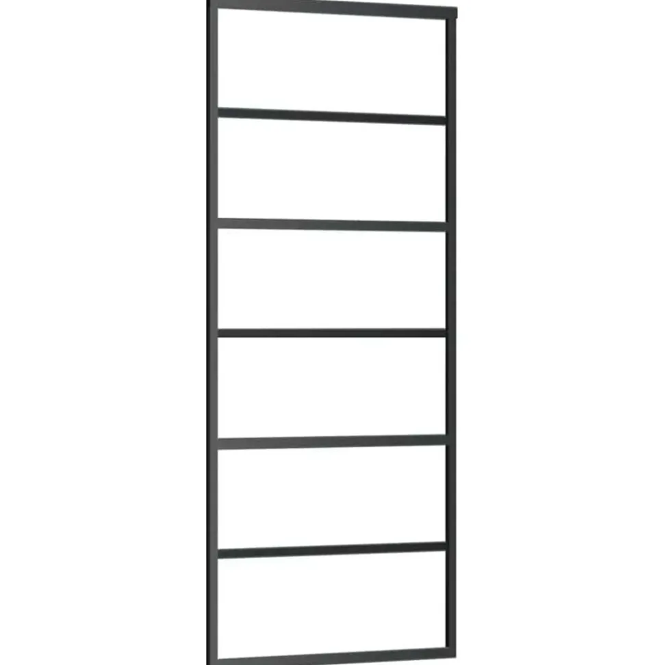 vidaXL Schuifdeur met beslag 76x205 cm ESG-glas en aluminium