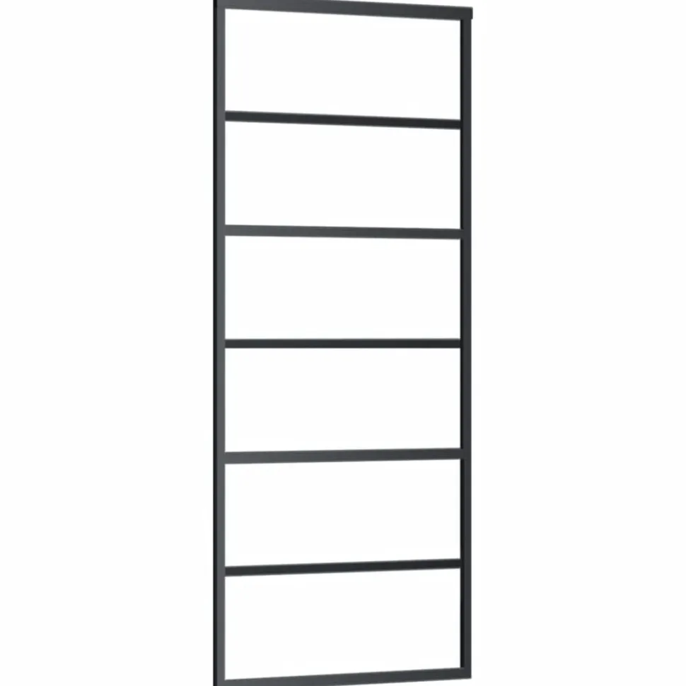 vidaXL Schuifdeur met beslag 76x205 cm aluminium en ESG-glas