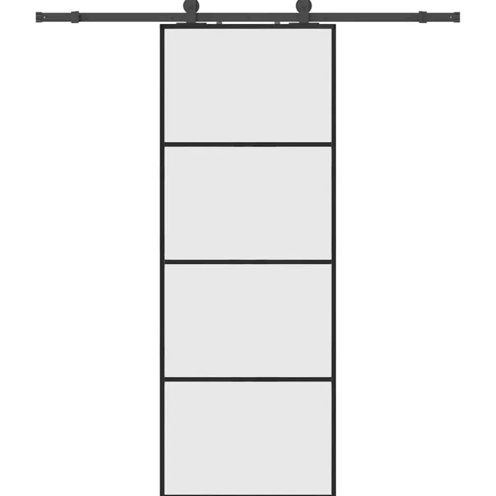vidaXL Schuifdeur met beslagset 76x205 cm ESG glas zwart