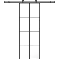 vidaXL Schuifdeur met beslagset 76x205 cm ESG glas zwart