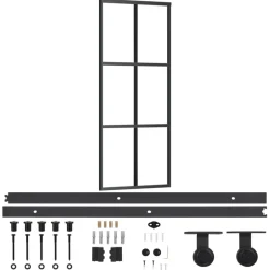 vidaXL Schuifdeur met beslag 76x205 cm aluminium en ESG-glas
