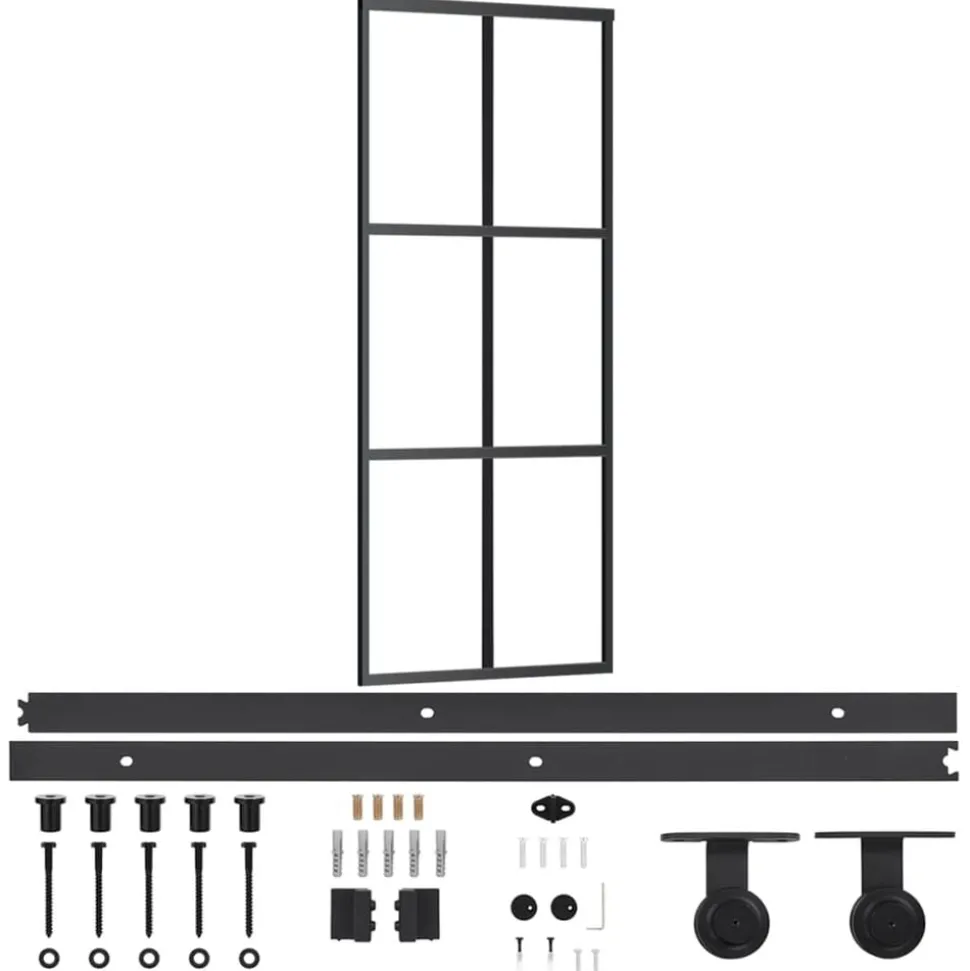 vidaXL Schuifdeur met beslag 76x205 cm aluminium en ESG-glas