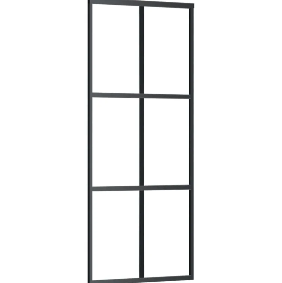 vidaXL Schuifdeur met beslag 76x205 cm aluminium en ESG-glas