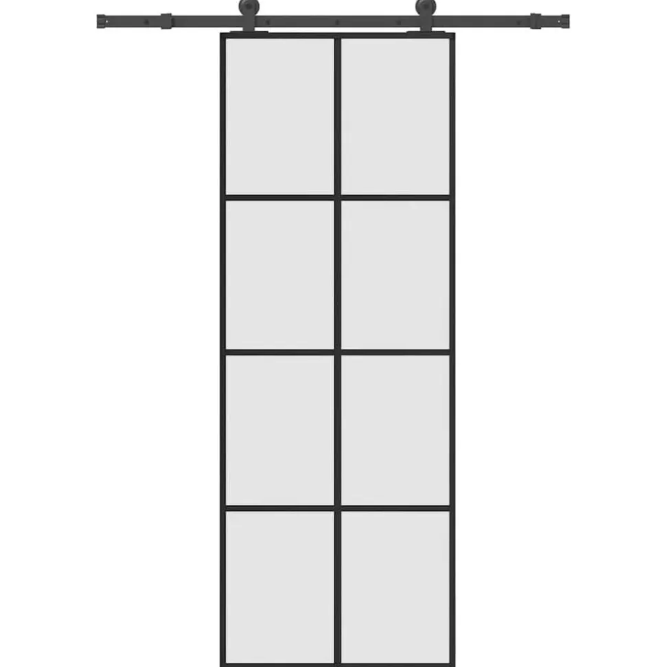 vidaXL Schuifdeur met beslag 76x205 cm ESG-glas en aluminium