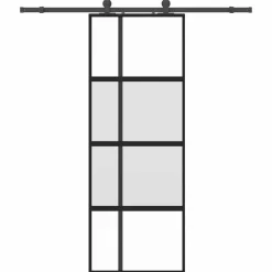 vidaXL Schuifdeur met beslagset 76x205 cm gehard glas zwart