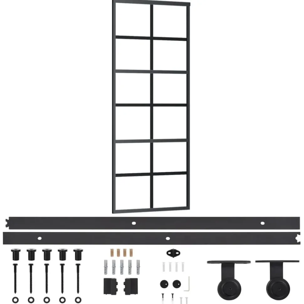 vidaXL Schuifdeur met beslag 76x205 cm aluminium en ESG-glas
