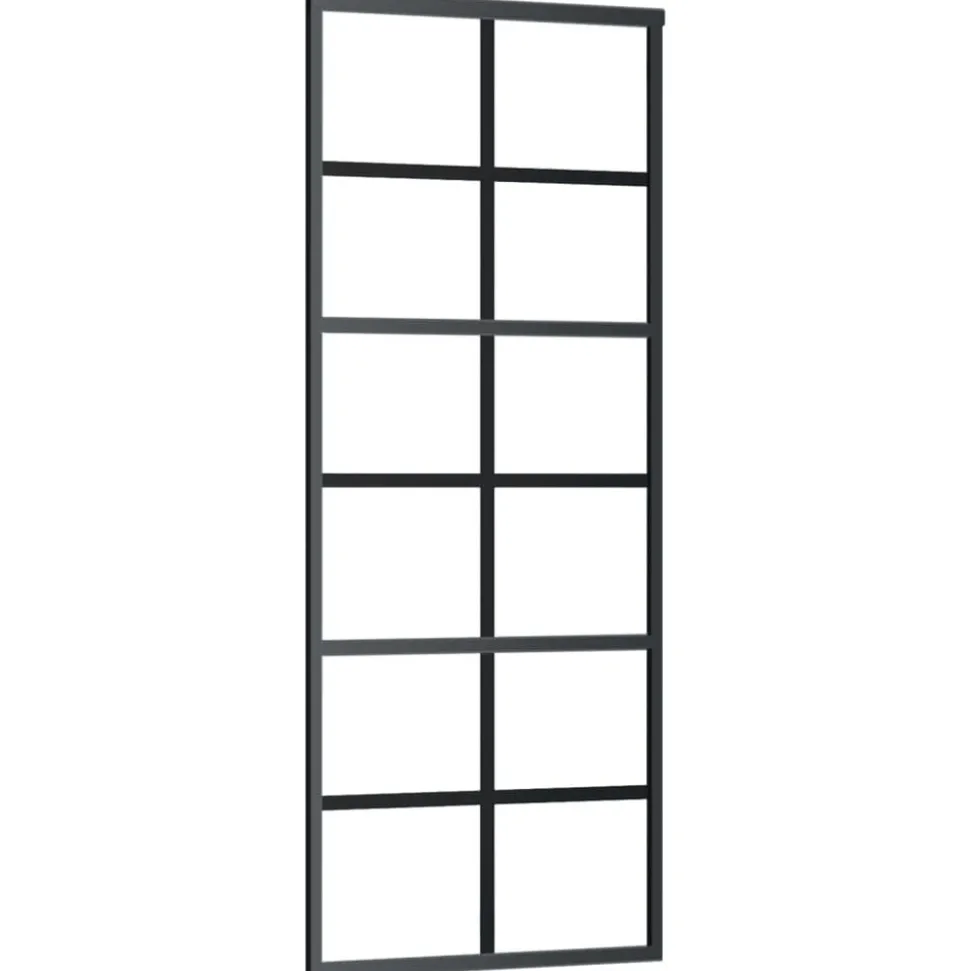 vidaXL Schuifdeur met beslag 76x205 cm aluminium en ESG-glas