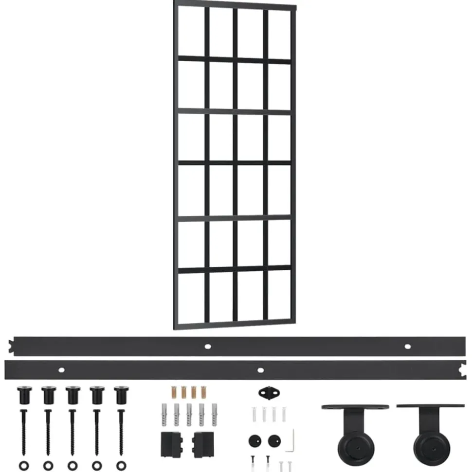 vidaXL Schuifdeur met beslag 76x205 cm aluminium en ESG-glas
