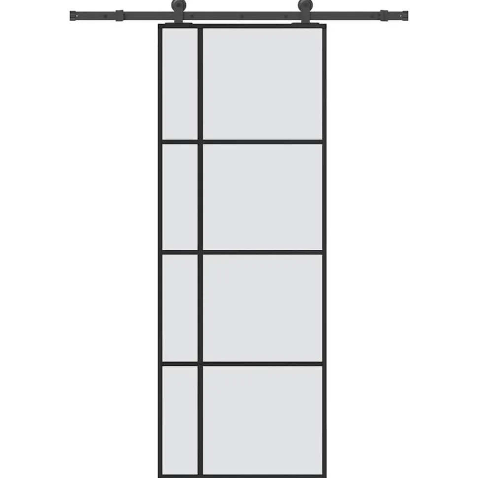 vidaXL Schuifdeur met beslag 76x205 cm ESG-glas en aluminium